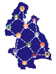 Map of Tipperary with images of people with lines connecting the people 